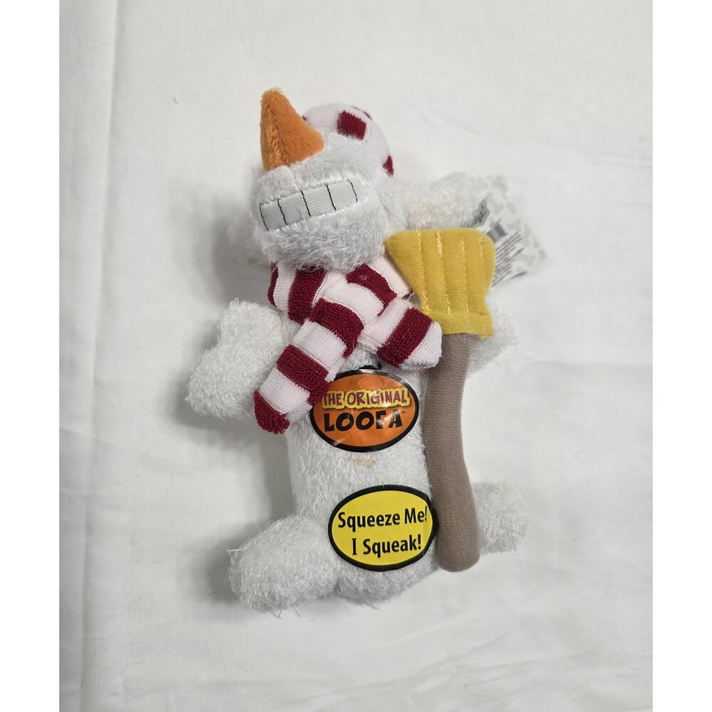 Multipet Loofa Dog Snowman Plush Squeaky Toy 6" NWT
